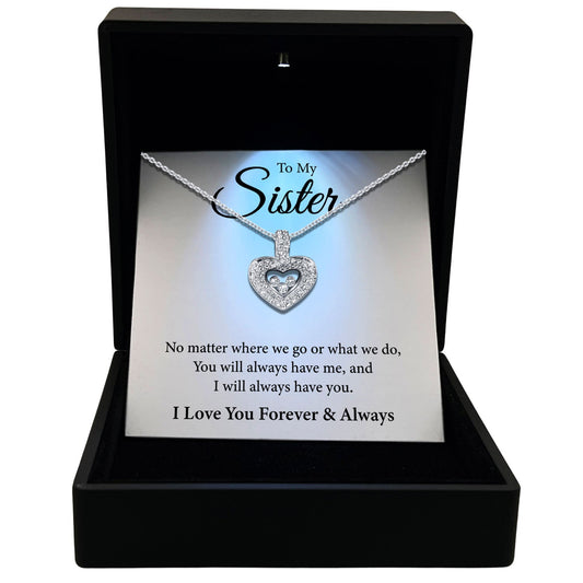 To My Sister - You Will Always Have Me - Tryndi Floating Heart Necklace-0