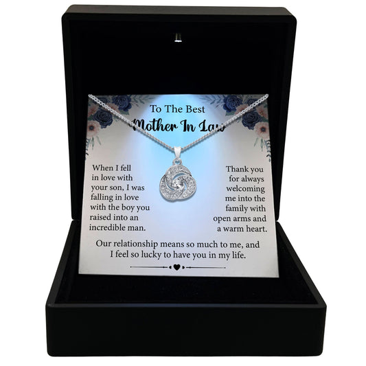 TRYNDI™ To My Best Mother in Law Love Knot Necklace With Authentic Swarovski Crystals-0