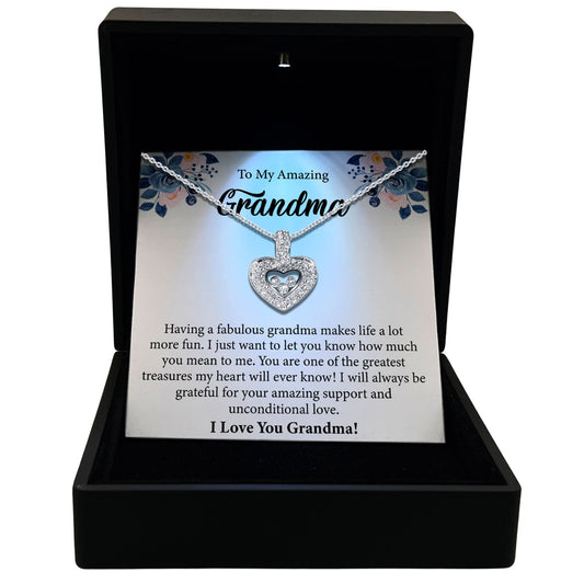 To My Amazing Grandma - Having A Fabulous Grandma Makes Life a Lot More Fun - Tryndi Floating Heart Necklace-0