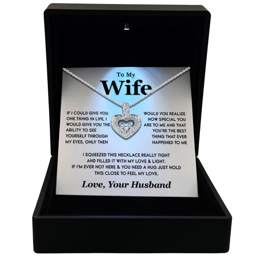 TRYNDI™ To My Wife Floating Heart Necklace With Authentic Swarovski Crystals-0