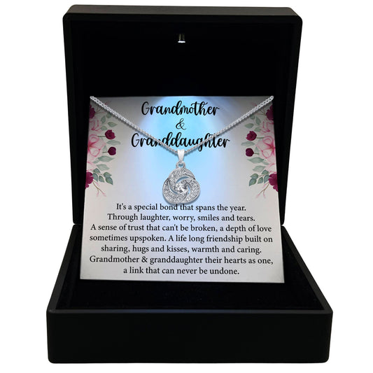 TRYNDI™  To My Grandmother Love Knot Necklace With Authentic Swarovski Crystals-0