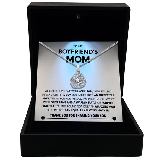 To My Boyfriend's Mom - Thank You For Welcoming Me Into The Family - Tryndi Love Knot Necklace-0